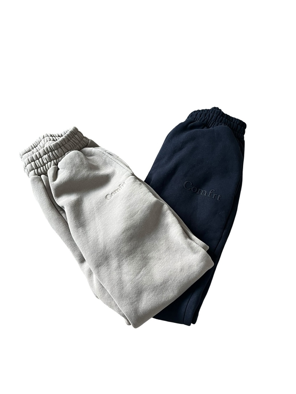 Comfrt Oversized Fleece Jogger Sweatpants Bundle Women’s Small Navy & Oatmeal